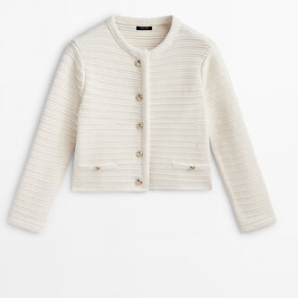 Massimo Dutti Cream Button-Up Jacket